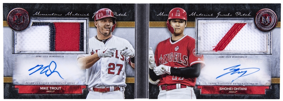 2020 Topps Museum Collection "Momentous Materials" #MDJA-TOH Mike Trout/Shohei Ohtani Dual-Signed Game Used Patch Card 